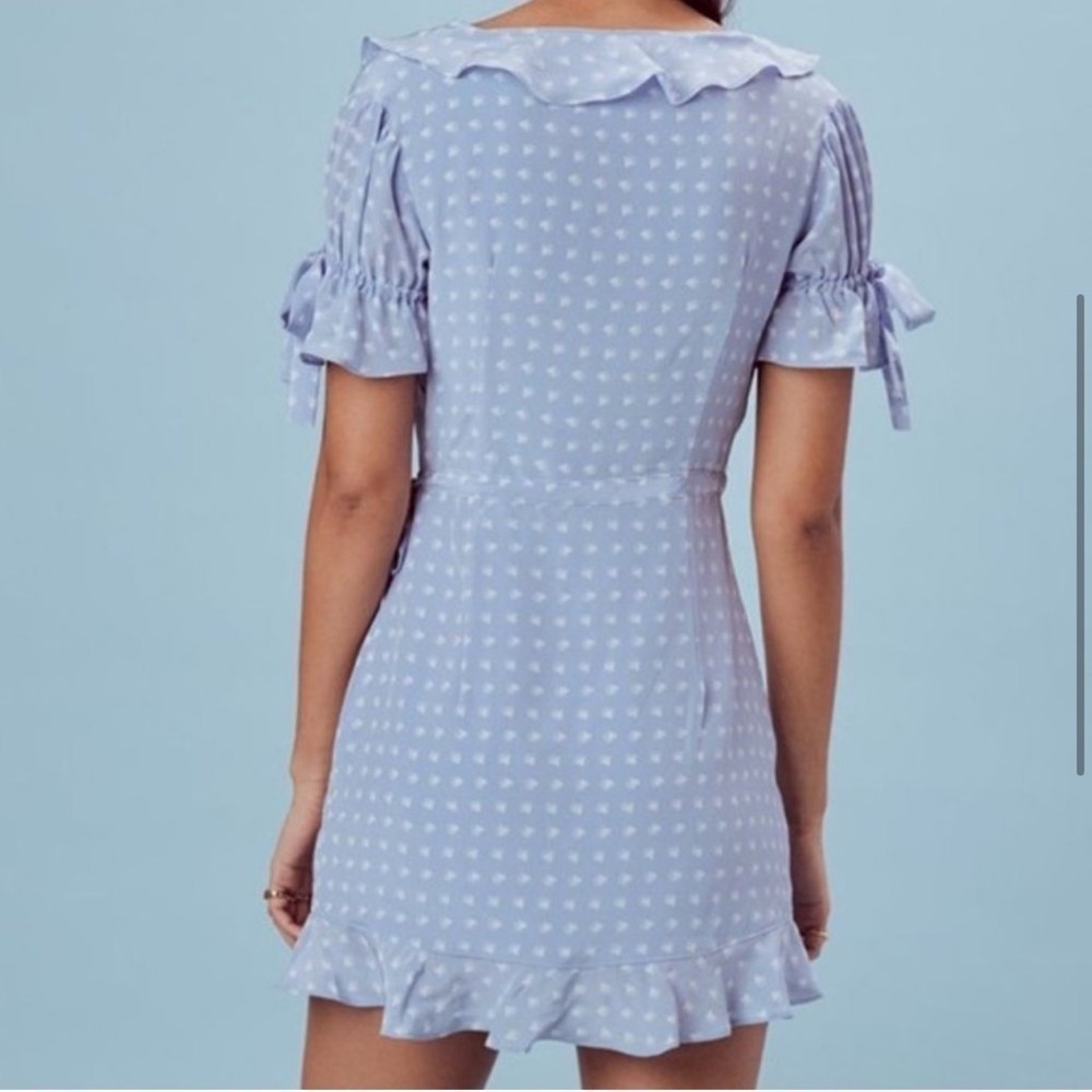 For Love & Lemons Sweetheart Wrap Mini Dress Periwinkle Size S - Picture 12 of 12